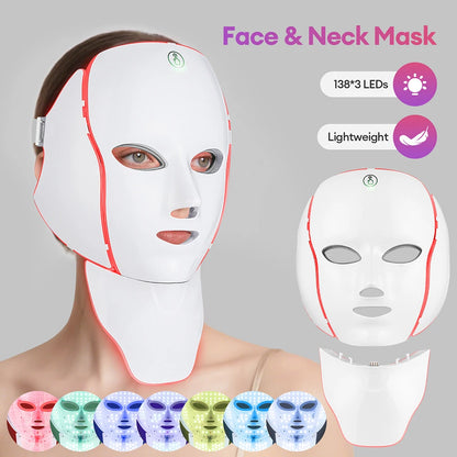 7 Colors LED Facial Mask with Neck
