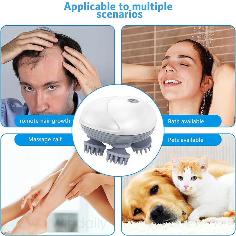 Electric Scalp Head Massager Kneading Vibrating Device Health Care Shoulder Neck Leg Arm Deep Tissue Massage Cat  Pet Massager - Image 6